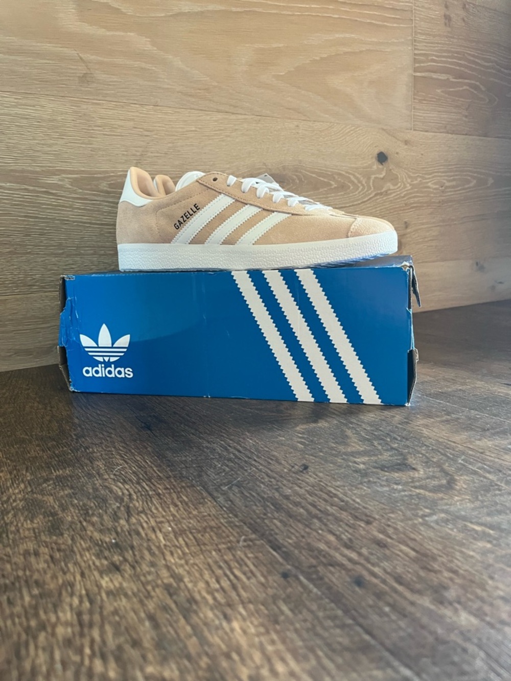 adidas Gazelle Suede Sneaker in halo blush/cloud white